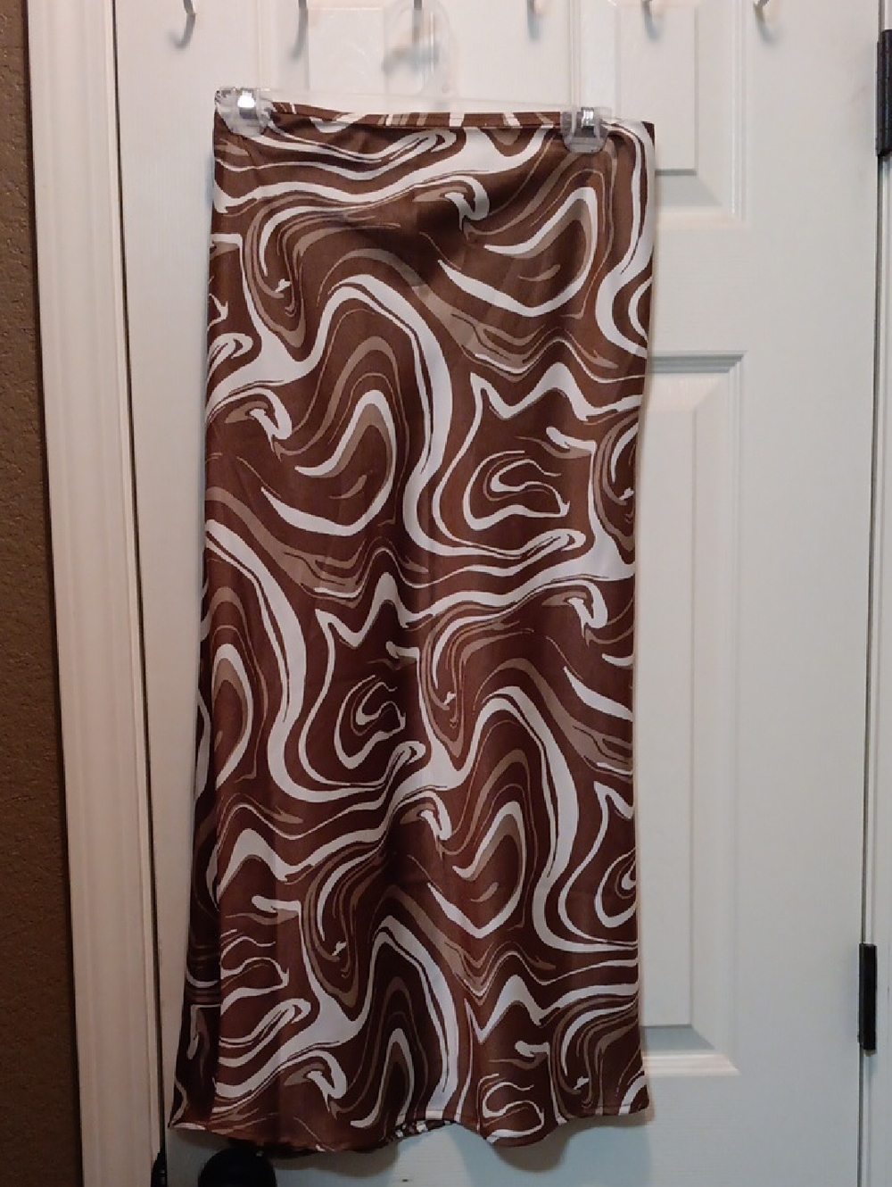 Hollister Brown and White Satin Mindi Skirt